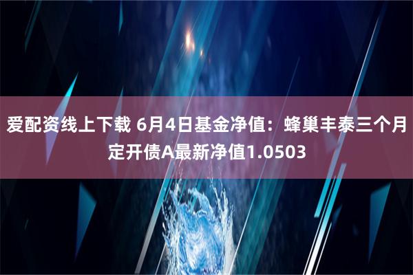 爱配资线上下载 6月4日基金净值：蜂巢丰泰三个月定开债A最新净值1.0503